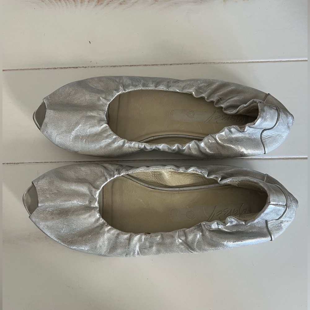 Marsell Silver Metallic Peep-Toe Flats